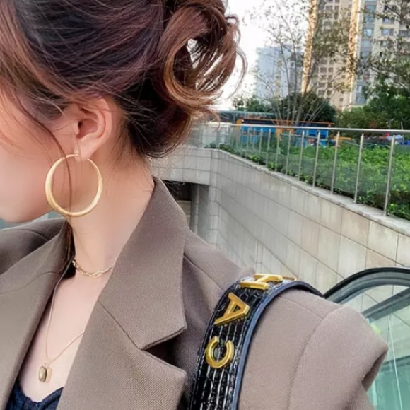 Matte Gold Gold Tone Earrings - Picture 5 of 5